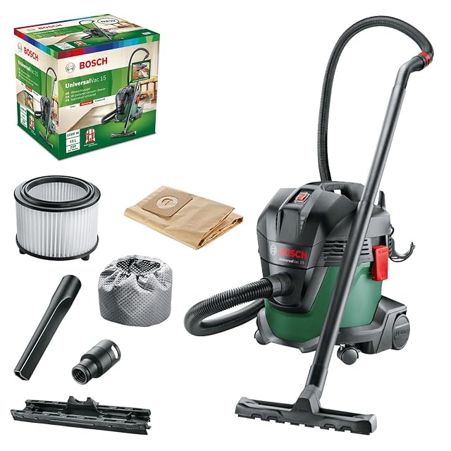 Aspirateur eau et poussière Bosch UniversalVac 15 avec sacs filtrants papier, photographie produit