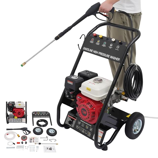 Nettoyeur haute pression thermique BTGSHYNM 7 ch avec cinq buses, photographie produit