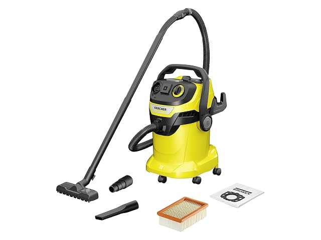 Aspirateur eau et poussière Kärcher WD 5 P V avec filtre plissé plat et prise d'appareil, photographie produit