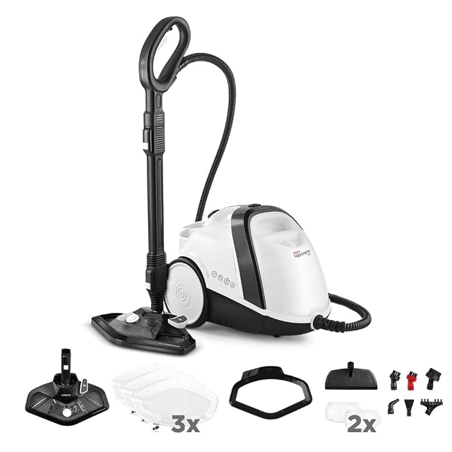 Nettoyeur vapeur Polti Vaporetto Smart 120 avec chaudière et jeu d'accessoires, photographie produit