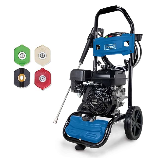 Nettoyeur haute pression thermique Scheppach HCP5000 à moteur quatre temps et flexible de 9,2 m, photographie produit