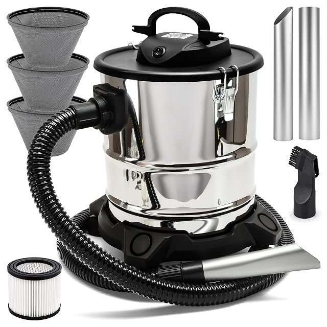 Aspirateur à cendres Sellnet SN 121 avec cuve métallique de 20 litres et double filtration, photographie produit
