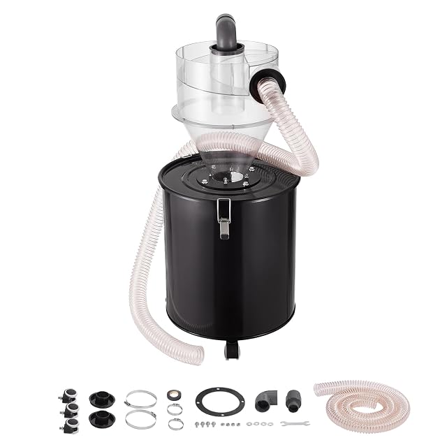 Séparateur cyclonique VEVOR avec cuve métallique pour aspirateurs d'atelier, photographie produit